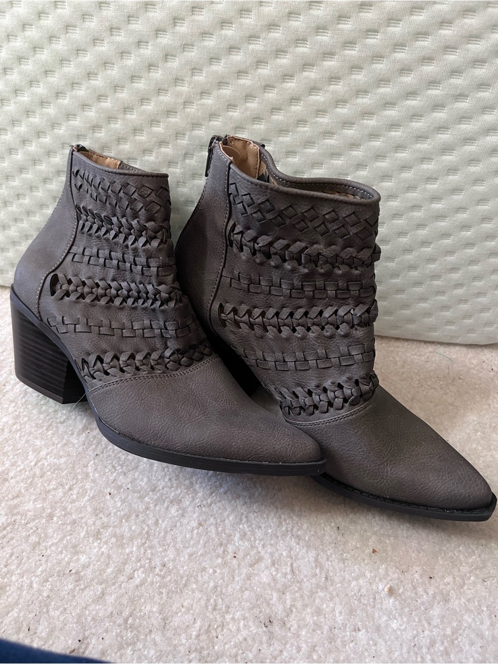 Seven Dials Grey Woven Ankle Booties